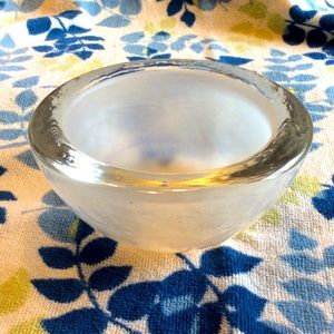 Kosta Boda frosted thick heavy glass Atoll bowl candle holder trinket dish